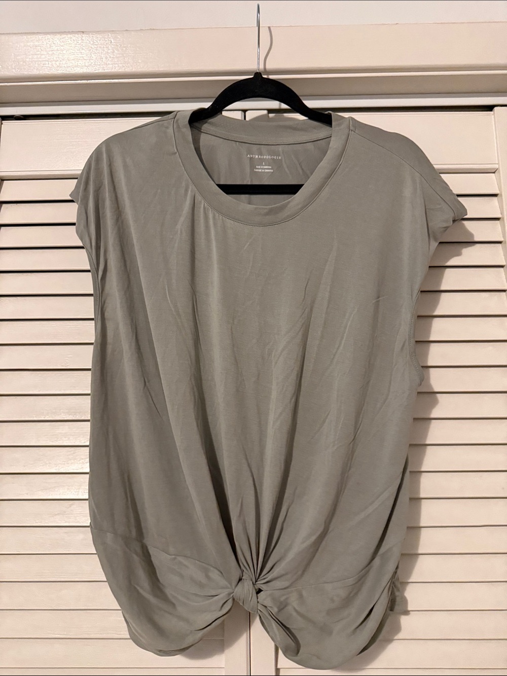 Light Sage Knot-Front Women’s Top